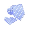 thumbnail image 4 of Scott Allan Necktie Set | Jacquard Woven Regular Tie Size 3.3"in at Tip | Dusty Blue Tie & Pocket Square, 4 of 6