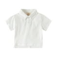 thumbnail image 1 of Boys' Casual Solid Color Short Sleeve Button Shirt, 3-10 Years - Polyester Lapel Top with Side Slits, 1 of 3