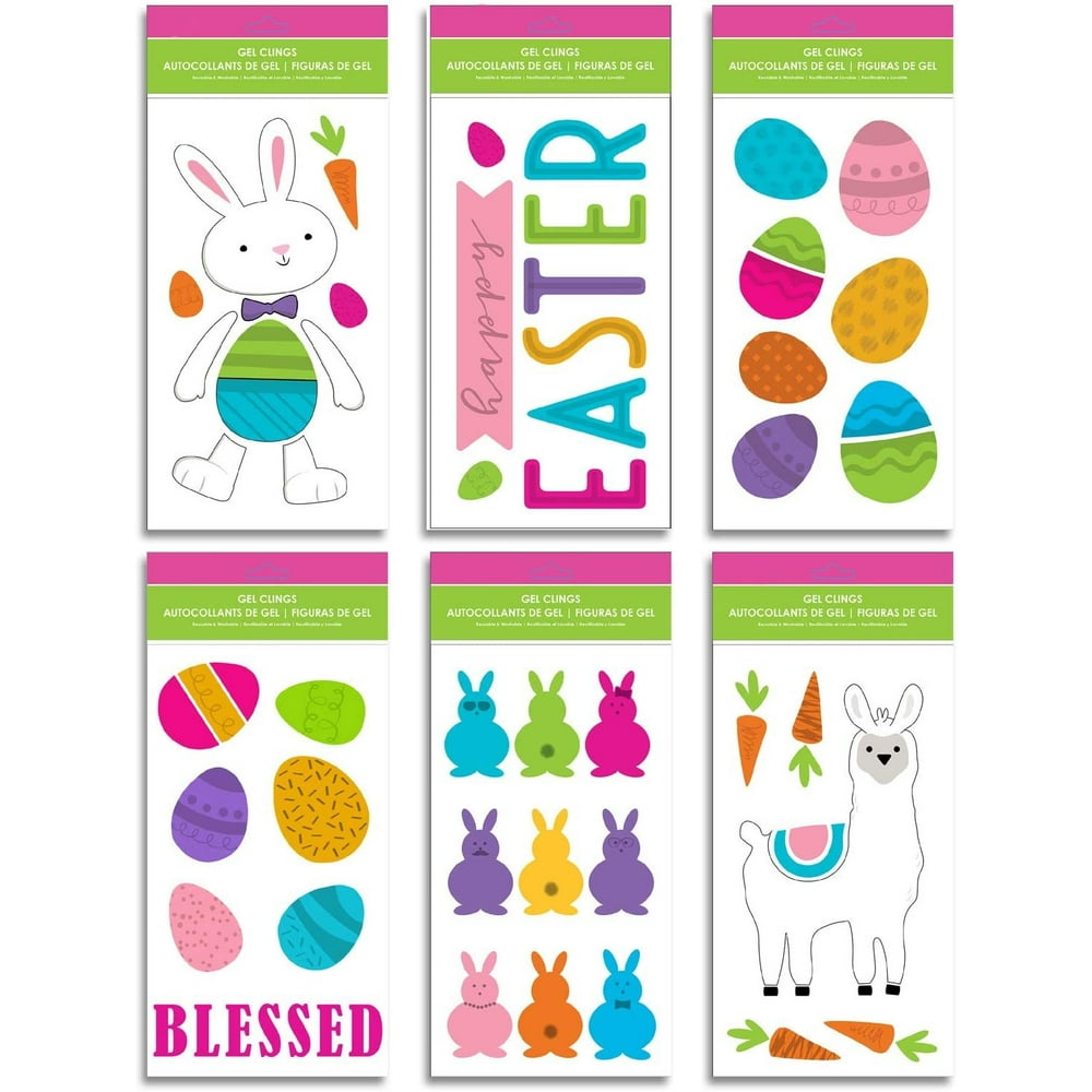Easter Window Gel Clings Pack of 6 Sheets of Easter Window Sticker