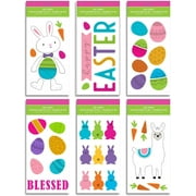 Easter Window Gel Clings - Pack of 6 Sheets of Easter Window Sticker Decorations with Llama, Easter, Bunny, Eggs and More!