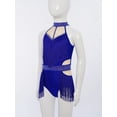 thumbnail image 5 of TTAO Kids Girls Tassel Dance Leotard Sleeveless Latin Dance Dress Shiny Rhinestones Ballroom Dancewear Royal Blue 14, 5 of 7