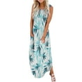 thumbnail image 2 of ICHUANYI Clearance Women Casual Loose Summer Printed Tank Dress Beach Sundress Crewneck Sleeveless Dresses(Green, L) ICHUANYI WER2023081402276, 2 of 5