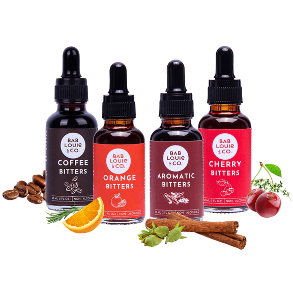 Bablouie & Co. Bitters Traveller set pack of 4, 30 ml Bitters pack Non-Alcoholic Craft Bitters, Distinct Citrus Notes, Old Fashioned, Manhattan, Negroni, Sidecar, Gin and Tonic based Cocktails