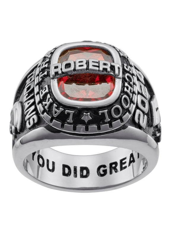 Order Now for Graduation, Freestyle Men's Sterling Silver Personalized-Top Classic Class Ring, Personalized, High School or College