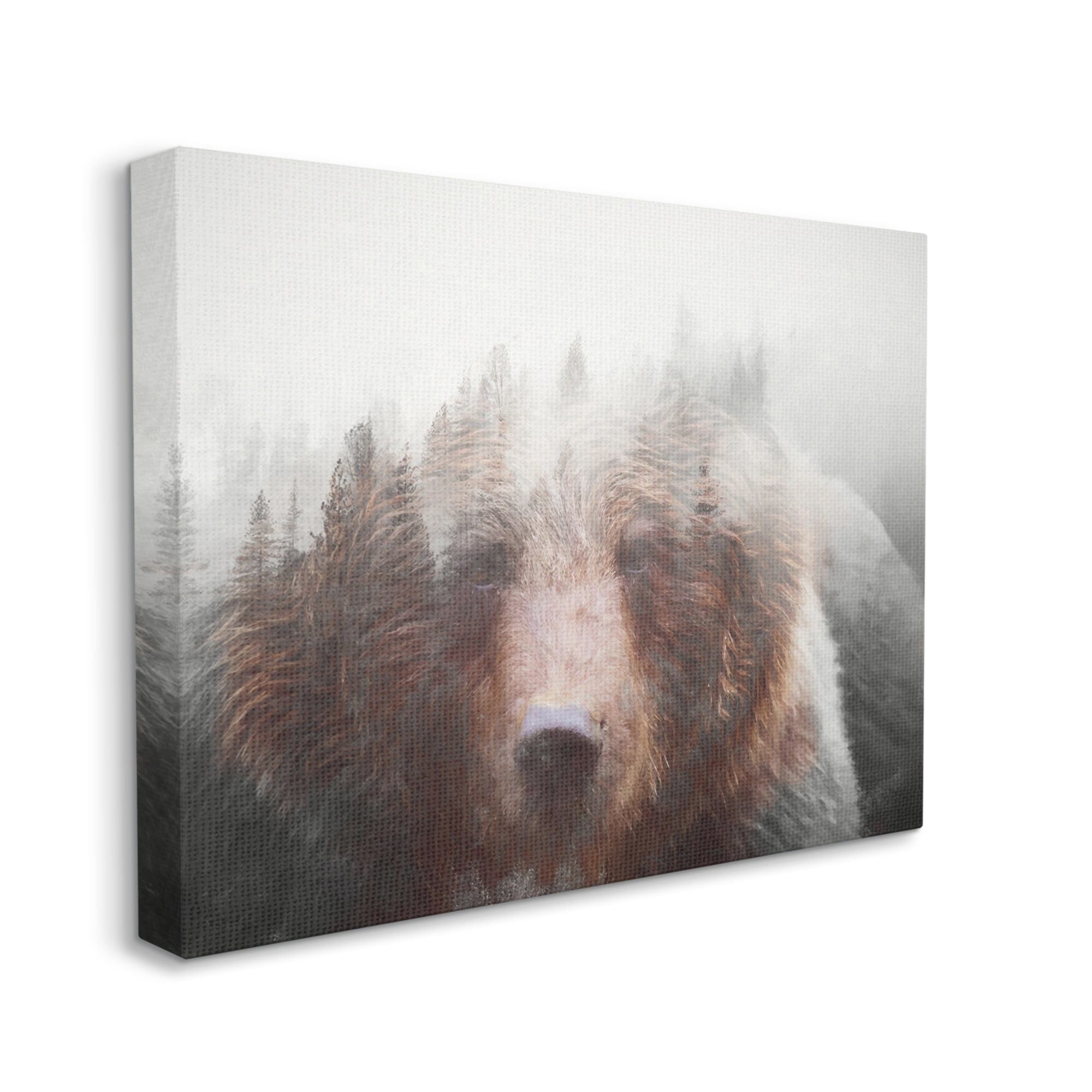 Stupell Industries Abstract Wildlife Brown Bear Foggy Weather Forest, 48 x 36, Design by Daniel Sproul