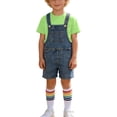 thumbnail image 5 of SDNall 3 Pack Toddler Boys and Girls Denim Short Overalls Outfit, Short Sleeve Solid Tee & Adjustable Strap Shortall with Socks Set, Casual Summer Play & Everyday Clothing Set for Kids Ages 3-12, 5 of 10