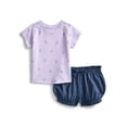 thumbnail image 6 of Wonder Nation Baby Girls Graphic Tee and Shorts Outfit Set, 6-Piece, Sizes 0M-24M, 6 of 7