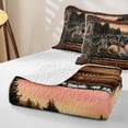 thumbnail image 4 of Manfei Sunset Lake Quilt King,Rustic Wolf King Coverlet Set,Brown,3pcs, 4 of 7