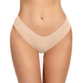 thumbnail image 3 of Audhol Thongs for Women! European and American Women's Briefs Female Non Pants Female Ice Silk Buttocks Lady Panties Panties for Women Beige XL, 3 of 4