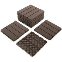 TOTAL Outdoor Living 12" x 12" Composite Deck Tiles,44 Pack Interlocking Plastic Flooring for Patio, Deck,and Outdoor Spaces, Dark Brown