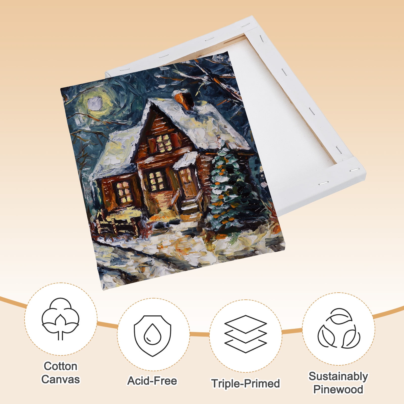Uxcell 2 Pcs Stretched Canvas, 8x12" Artist Boards 4/5" Profile Cotton Panels,White