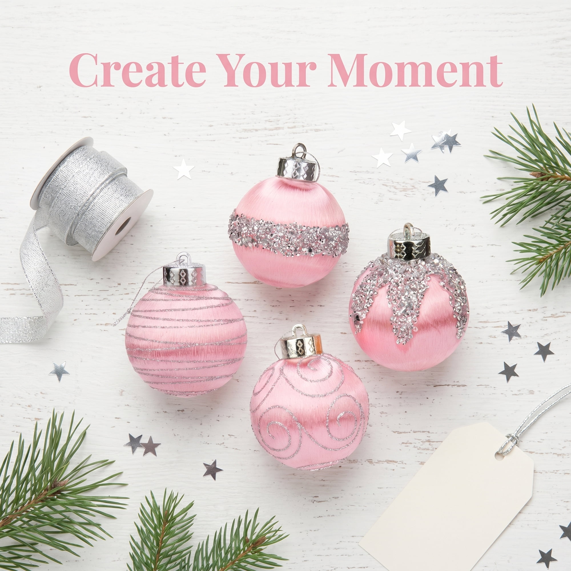 Unique Bargains 9Pcs Handpainted Christmas Large Orbs Shatterproof Foam Pink 3.1"