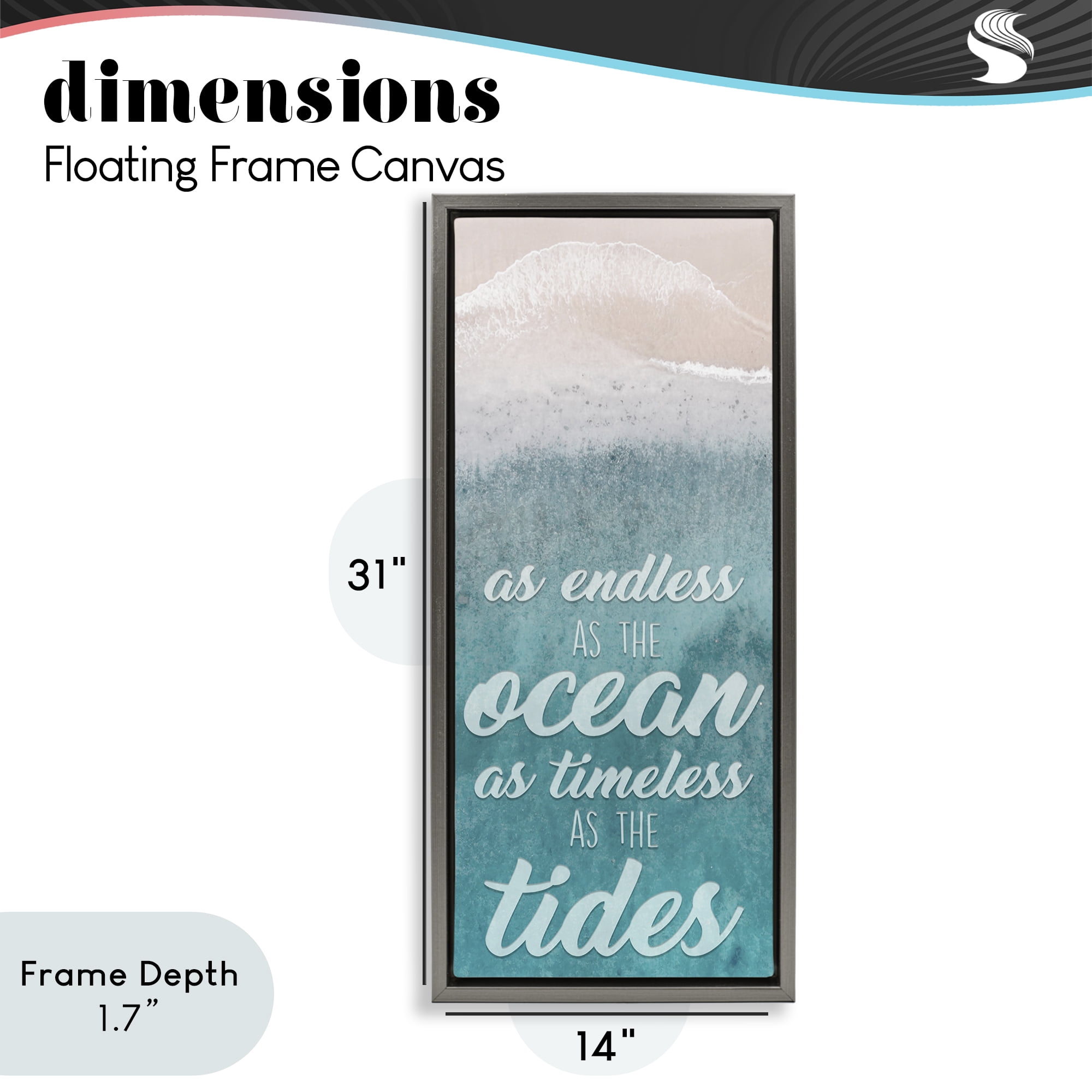 Stupell Industries Endless Ocean Timeless Tides Gray Framed Floater Canvas Wall Art, design by Marcus Prime