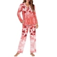 thumbnail image 3 of Renewold Comfy Valentine's Day Pajama Set for Women Red Hearts Button Pullover Tops with Jogger Sweatpants 2 Pieces Thermal Long Sleeve Pjs Sleepwear Size L, 3 of 6