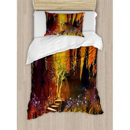 Ambesonne Fantasy Art House Enchanted World Imaginary Forest