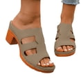 thumbnail image 4 of IUJSOY Womens Sandals Slip on Slides Peep Toe Heels Casual Cutout Block Heel Sandals Beach Shoes, 4 of 4