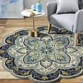 thumbnail image 2 of 6â€™ Round Blue Ornate Medallion Area Rug, 2 of 8