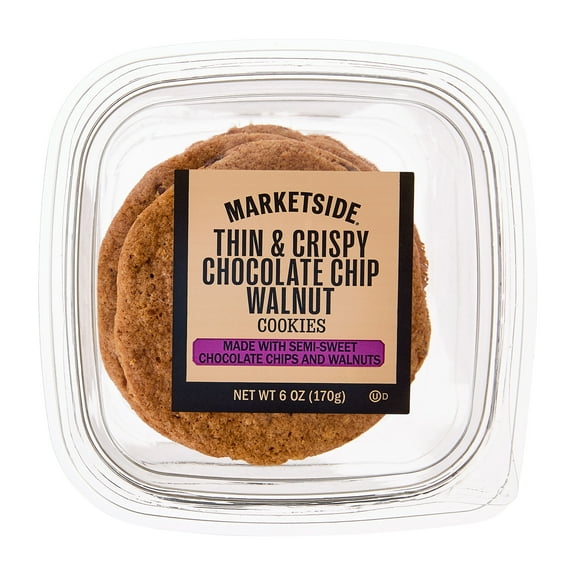 Marketside Thin & Crispy Baked Cookies Made with Chocolate Chips & Walnuts, 6 oz, 8 Count