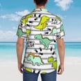 thumbnail image 4 of Susaid Funny Dinosaurs on Stripes Print Hawaiian Shirts for Men Women,Hawaiian Summer Short-Sleeve Casual Relaxed-Fit Button-Down,Medium, 4 of 7