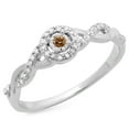 thumbnail image 1 of Dazzlingrock Collection 0.20 Carat (ctw) 10K Champagne & White Diamond Bridal Halo Promise Ring 1/5 CT, White Gold, Size 4, 1 of 1