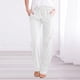 thumbnail image 2 of Pantalones informales rectos de algodón y lino con cintura elástica lisa para mujer - Cintura media, cordón, para todas las estaciones, 2 of 7