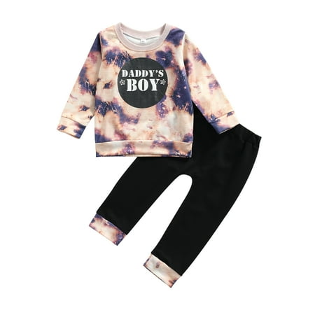 

Bagilaanoe 2Pcs Toddler Baby Boys Long Pants Set Tie-dye Long Sleeve T-shirt Tops + Trousers 1T 2T 3T 4T 5T 6T Kids Casual Outfits