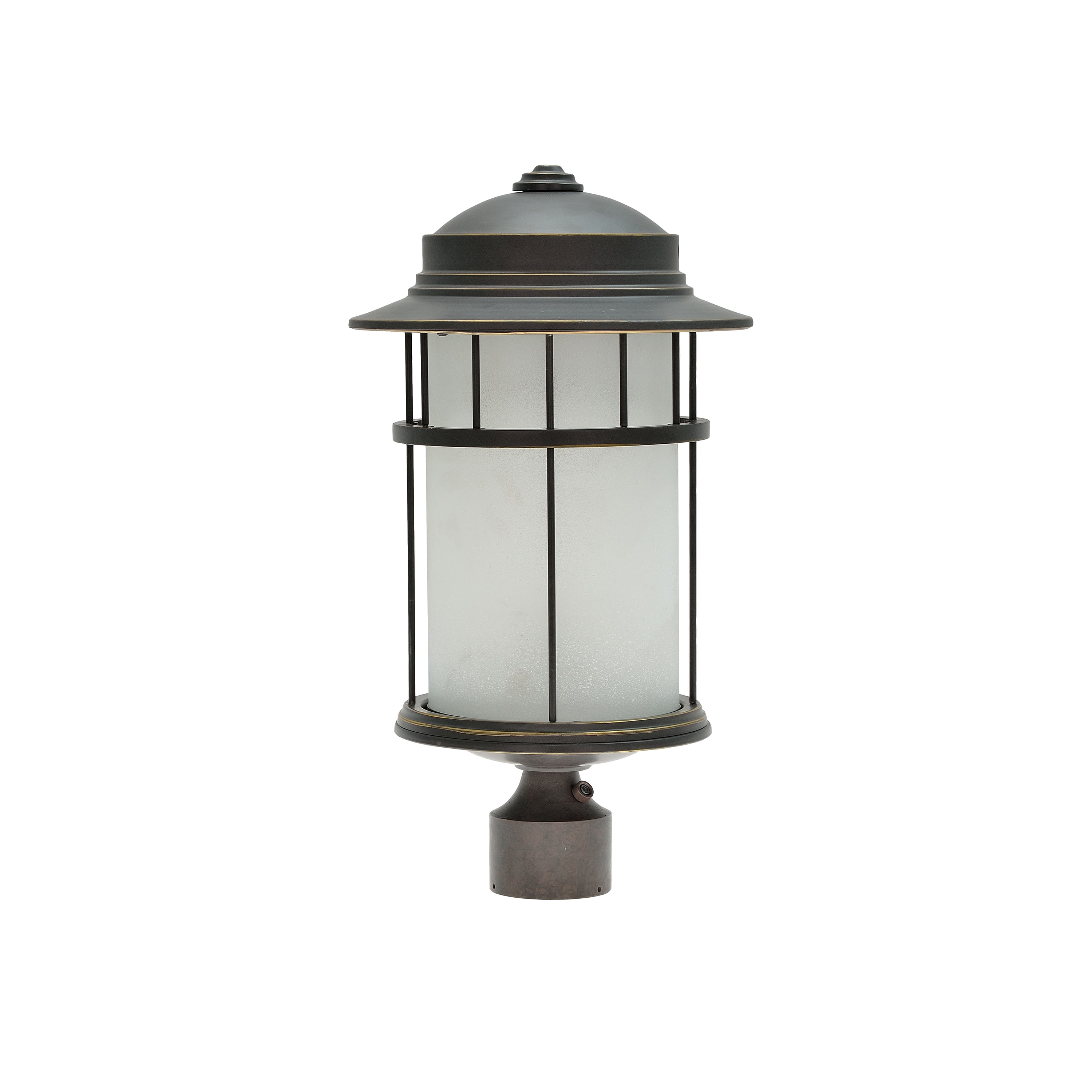 Aspen Creative 60005-2 One-Light Medium Outdoor Post Light Fixture with Dusk to Dawn Sensor, Transitional Design in Aged Bronze Patina, 20" High