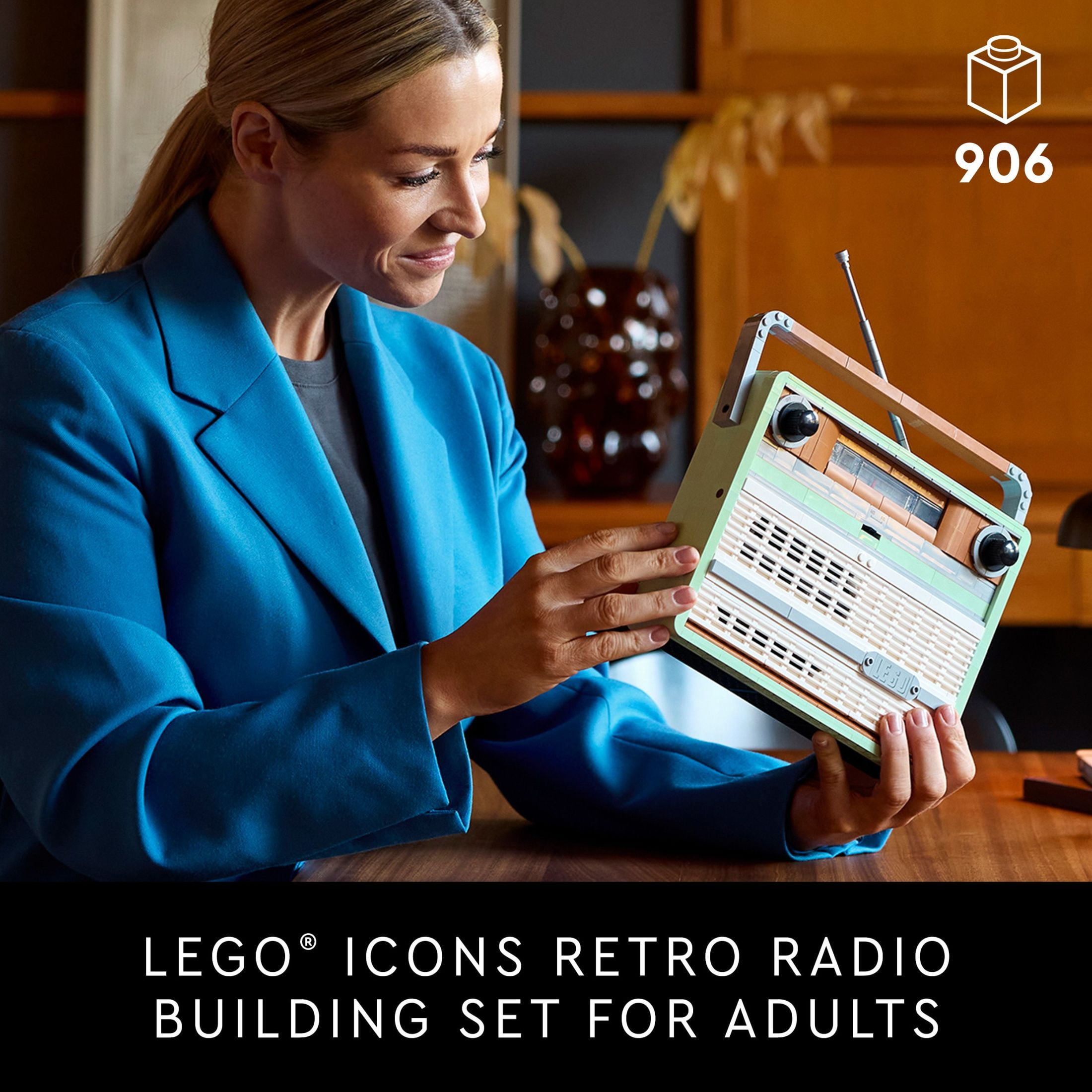 LEGO Icons Retro Radio Building Set for Adults - Home Decor for Bedroom, Living Room, Desk for Vintage Aesthetic with Sound Effects & Smart Phone Integration- Gift for Graduation - 10334