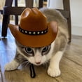 thumbnail image 5 of 1Pc Pet Cowboy Hat, Felt Pet Costume Headwear, Adjustable Western Style Hat for Cat Small Dog Party Cosplay Dress‑Up, White S, 5 of 5