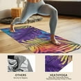 thumbnail image 4 of Colorful Tropical Leaf Pattern Hot Yoga Mat Towel Non Slip for Hot Yoga - Quick-Drying Yoga Mat Cover with 4 Corner Pockets with Travel Bag - Hot Yoga Towel Non Slip 70"x26", 4 of 6