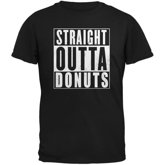 Straight Outta Donuts Black Adult T-Shirt - Medium