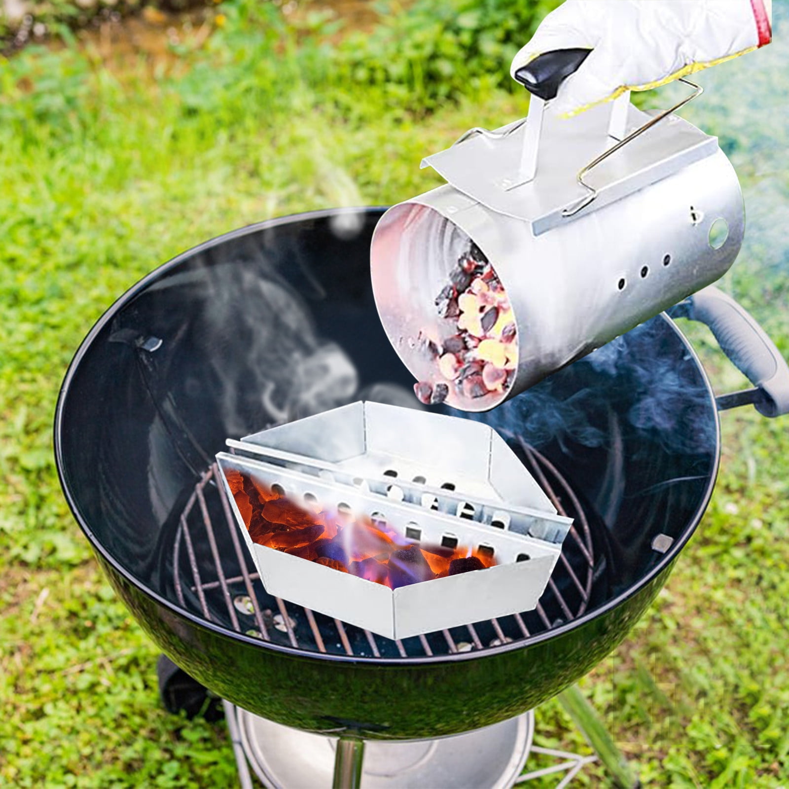 Stainless Steel Charcoal Basket for Grilling 22 Inch Charcoal Grill Direct Indirect Heat Set of 2