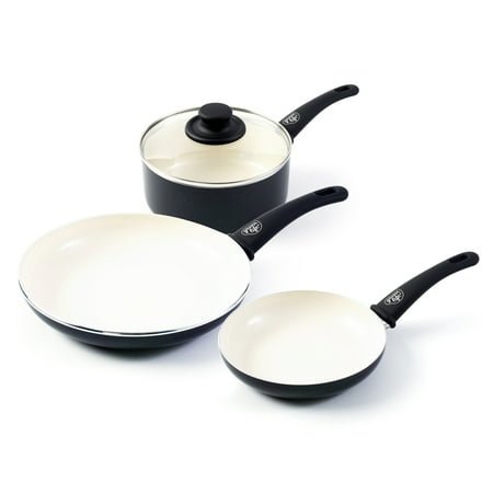 GreenLife Ceramic NonStick 4 Piece Cookware Set, Black