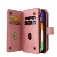 thumbnail image 3 of Nalacover Wallet Case for Samsung Galaxy A12 5G, [15 Card Slots] [Zipper Pocket] Vintage PU Leather Flip Folio Cover with Magnetic [Wrist Strap] [Kickstand] Skin-Feeling Shockproof Case,Pink, 3 of 11