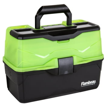 Flambeau Outdoors 6383FG 3-Tray Classic Tray Tackle Box, Portable Tackle Organizer, Frost Green/Black