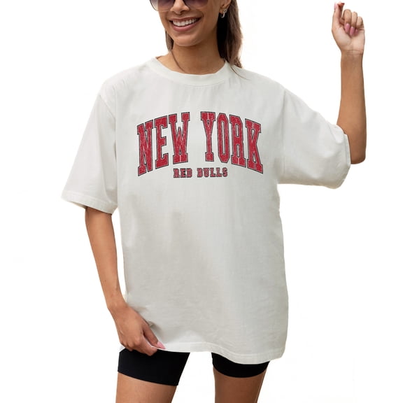Women's Gameday Couture  Cream New York Red Bulls Goal Line Oversized T-Shirt