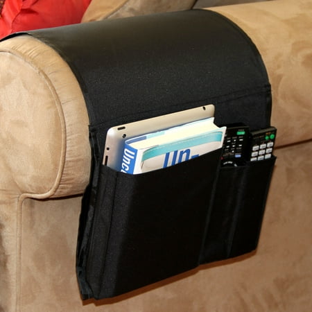 Wallniture Sofa Couch Chair Armrest Caddy Pocket Organizer Great For Ipad Remote Controller Newspaper Book Magazine Holder Black