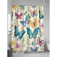 thumbnail image 5 of Shower Curtain Butterfly Shower Curtains for Bathroom, Waterproof Polyester Shower Curtain Set with Hooks, Standard Size 72" x 72" Flower Butterfly, 5 of 6
