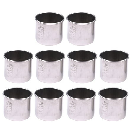 

10Pcs 40ml Laboratory Sample Collection Transparent Cup Steel Measuring Cups