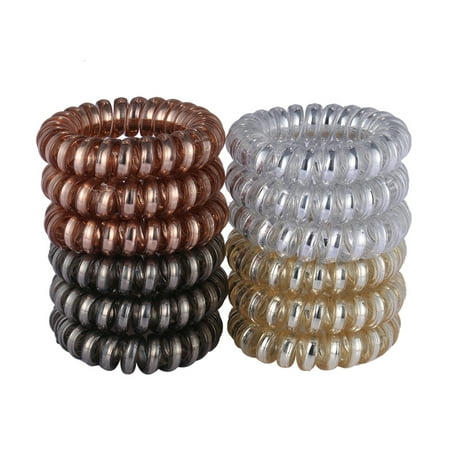 Elastic Spiral Hair Ties No Crease Plastic Rubber Bands Rope Elastic Spiral Hair Ties No Crease Plastic Rubber Bands Rope Gold Silver