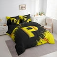 thumbnail image 3 of Manfei Children Teens Personalized Initial P Bedding Comforter Set 7-Piece,Graffiti Splash King Bedding Sets,Sport Baseball Ultra Soft Bed Sheets,Super Cozy Room Decor,Reversible, 3 of 8