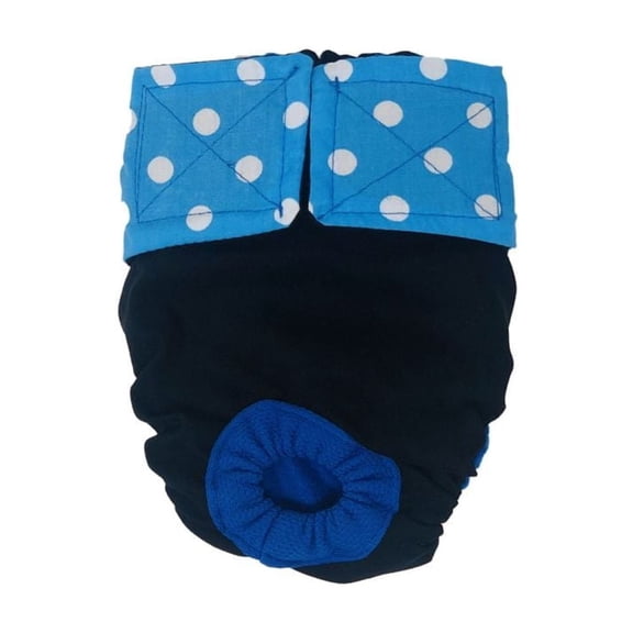 Barkertime Sky Blue Polka Dot on Black Dog Diaper