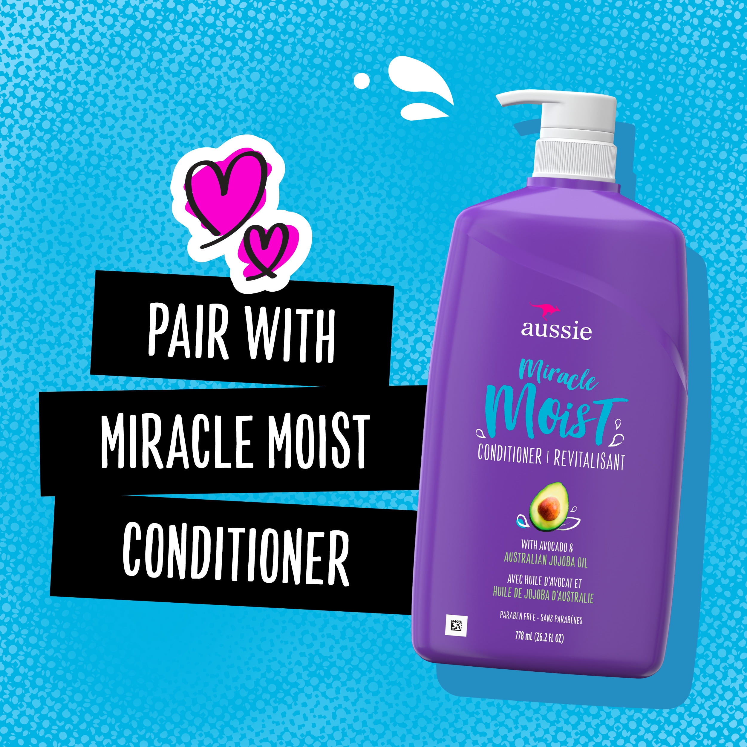 Aussie Miracle Moist Shampoo with Paraben Free, 26.2 fl -