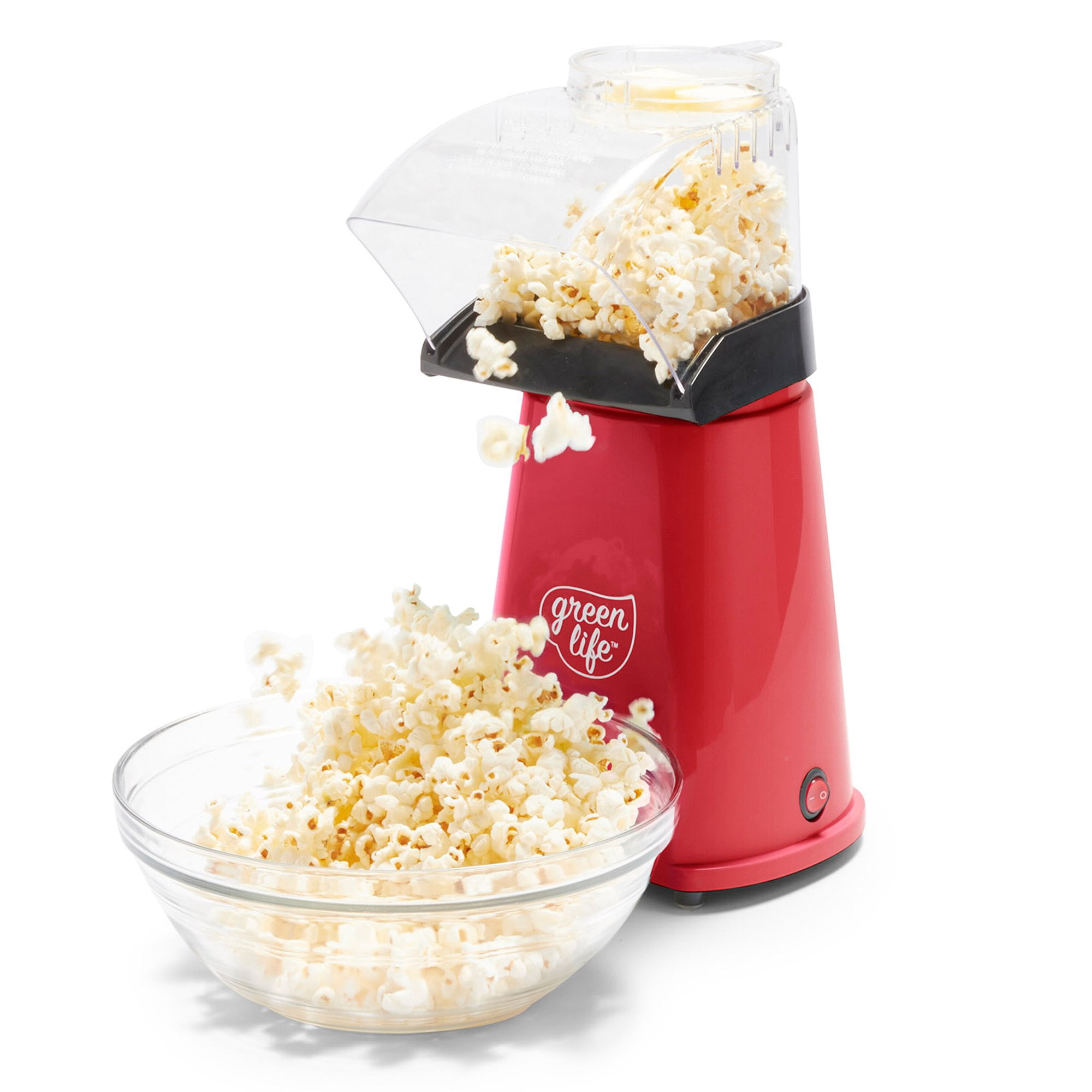 GreenLife Electric Popcorn Maker, Hot Air Popper, Red