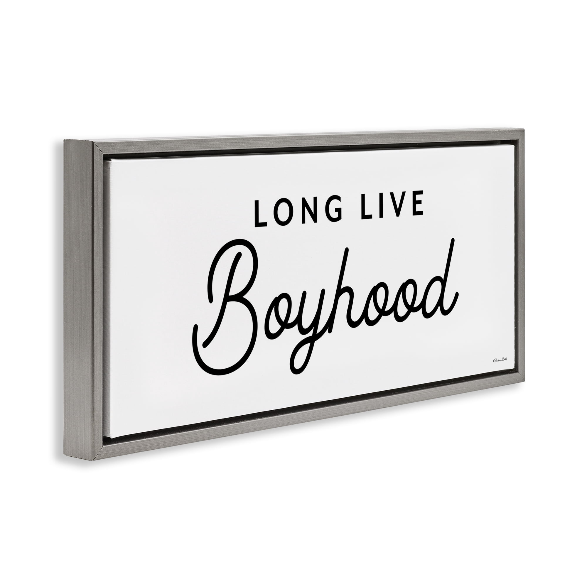 Stupell Industries Long Live Boyhood Typography Painting Gray Floater Framed Art Print Wall Art, 25 x 11