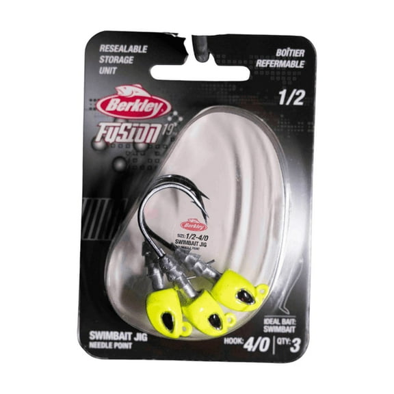 Berkley Fusion19 Swimbait Jighead, Chartreuse, Size 2/0, 1/4 oz.