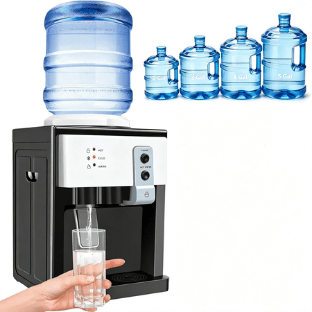 HIBIBUD 5 Gal Top-Load Water Cooler Dispenser Electric Hot/Cold Drinking Machine 50-100℉ 110V Countertop Water Coolers W/Detachable Barrel Seat & Drip Tray For 1.1-4.9Gal Bottles