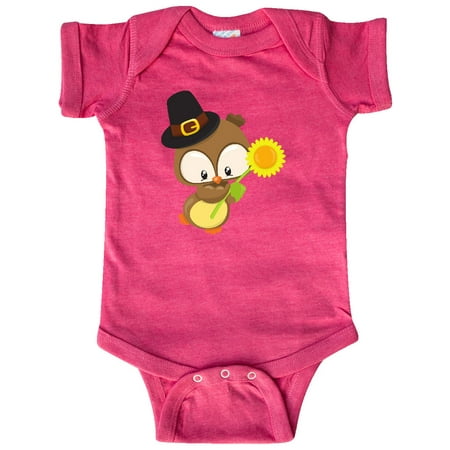 

Inktastic Thanksgiving Owl Brown Owl With Pilgrim Hat Gift Baby Boy or Baby Girl Bodysuit