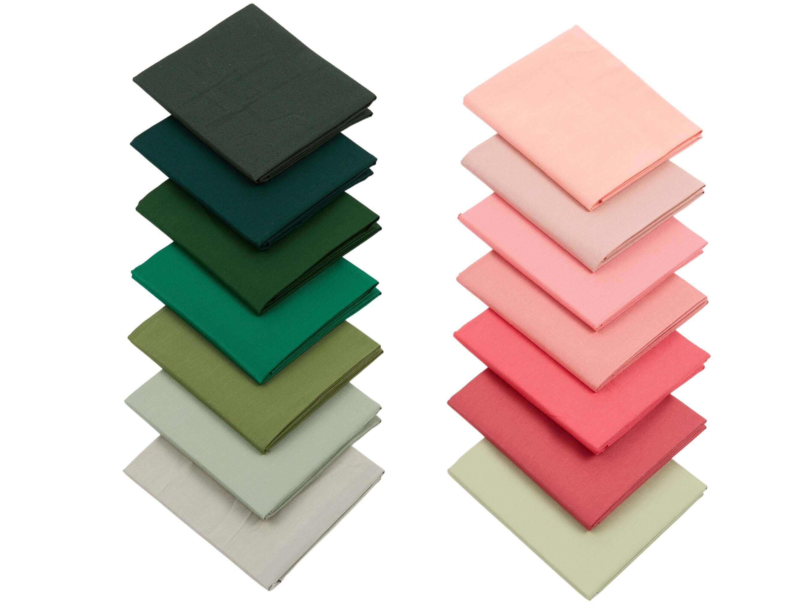 Fat Quarter Bundle -100% Cotton | Pure Solids | Pink  Emerald Greens l Mix Colors | Quilting Soft Fabric | Special Gift