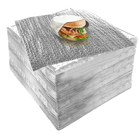 Insulation Sandwich Wrapping Paper Aluminum Foil Sheets - [100 Pack] - (14" x 16") - Aluminum Foil Sandwich Wrap Sheets For Sandwich Wraps, Burritos and BBQ